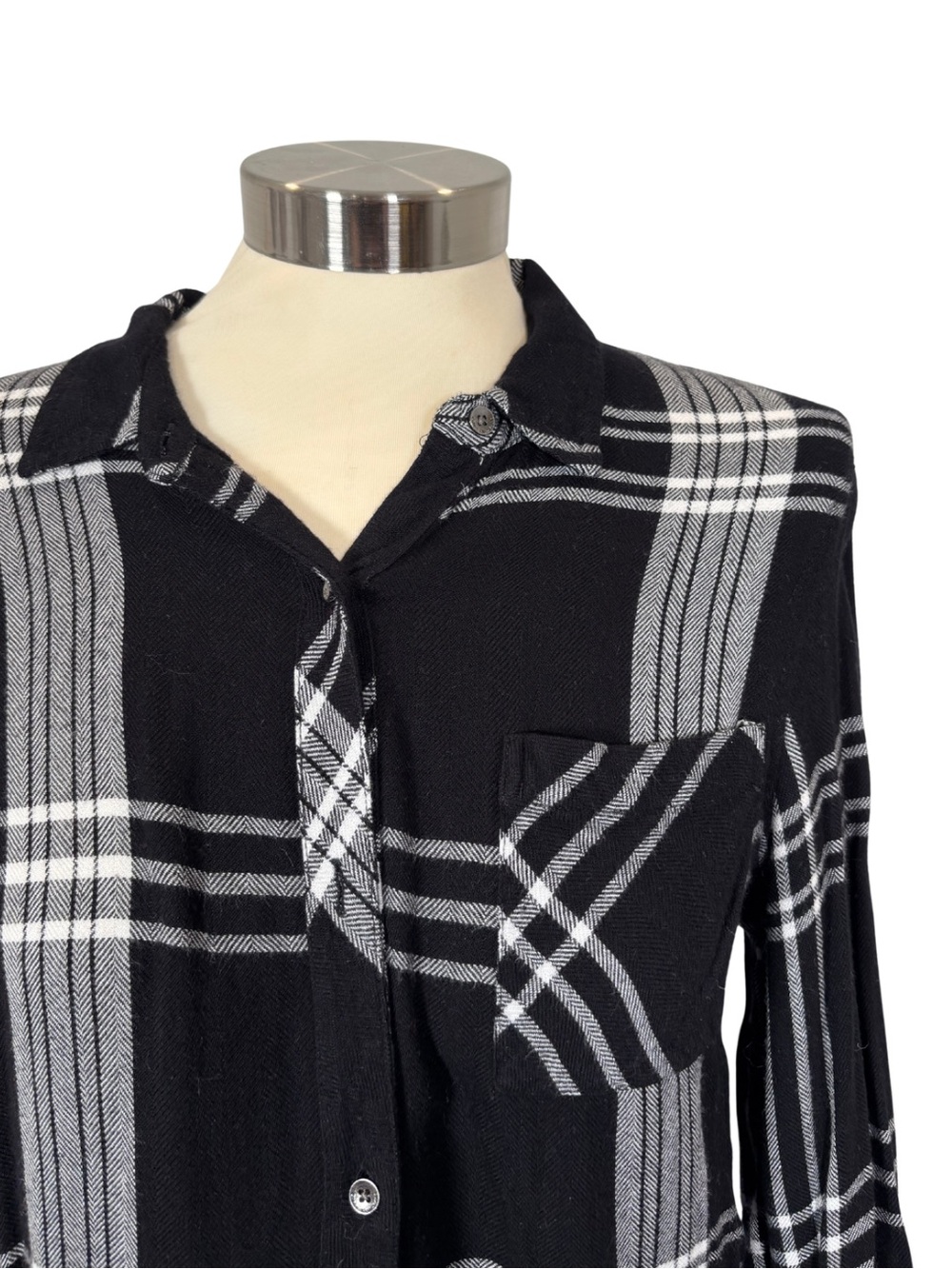 Calvin Klein Jeans Black and Gray Plaid Button-Down Shirt - Picture 2 of 2